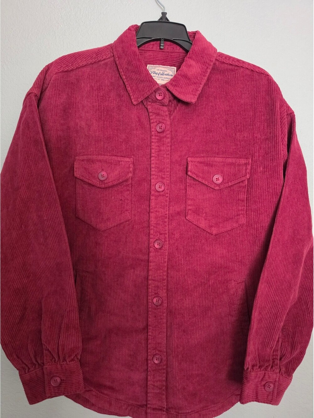 Flag & Anthem Men's Corduroy Button-Up Shirt Jacket in Burgundy Size S